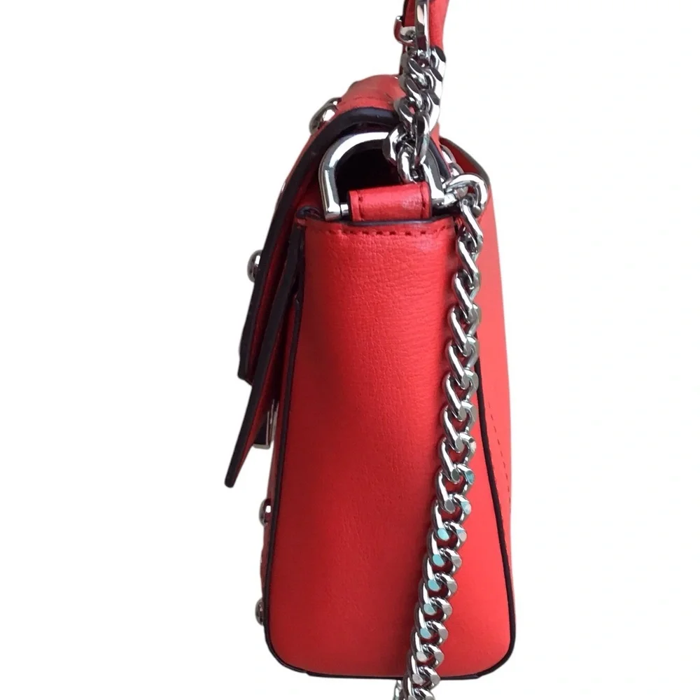 Michael Kors Kinsley Red Leather Studded Crossbody